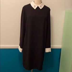 Victoria Beckham white bunny collared black dress